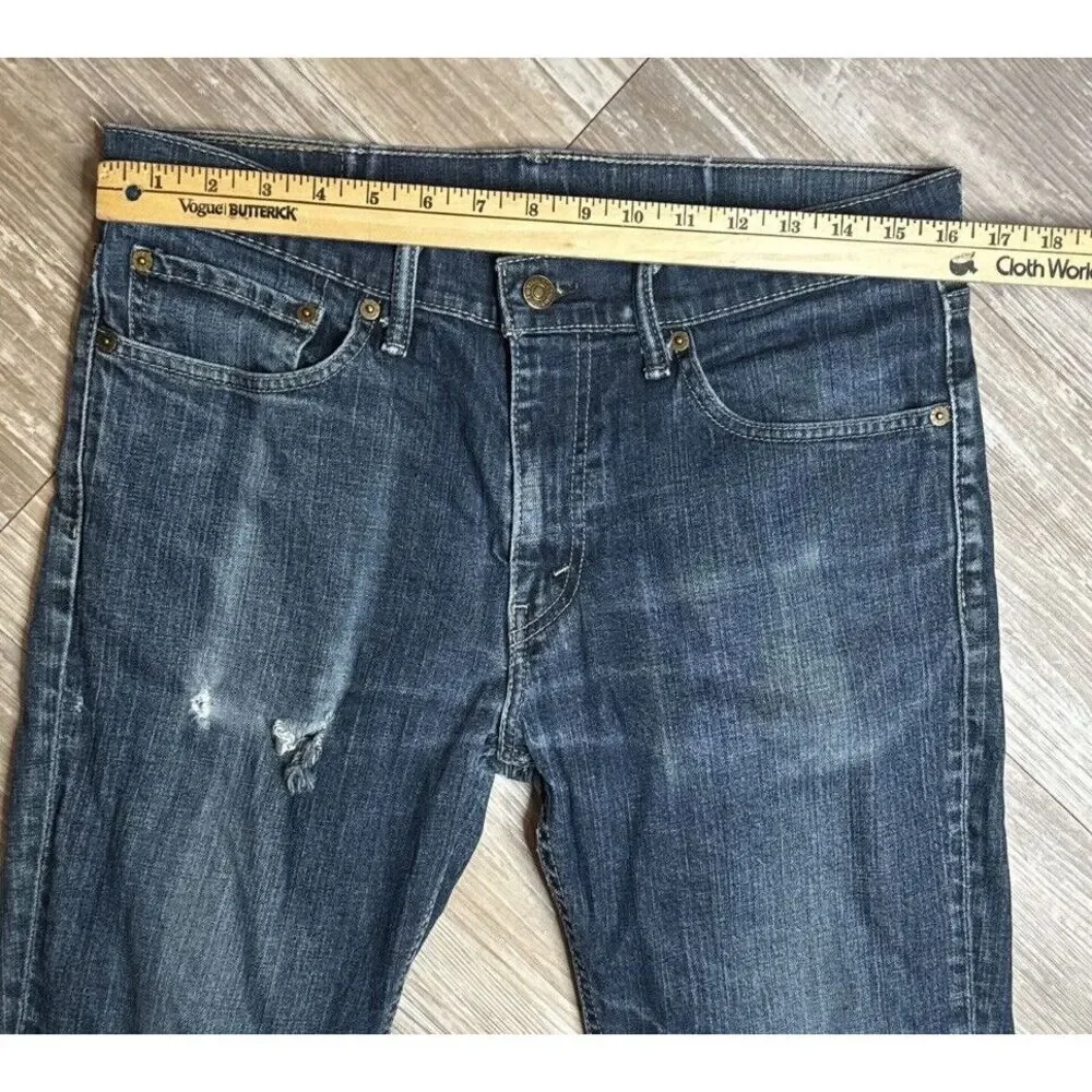 Levis 511 Jeans 34x32‎ Blue Distressed Denim Men's